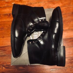 Black Leather “Captain” Combat Boots
